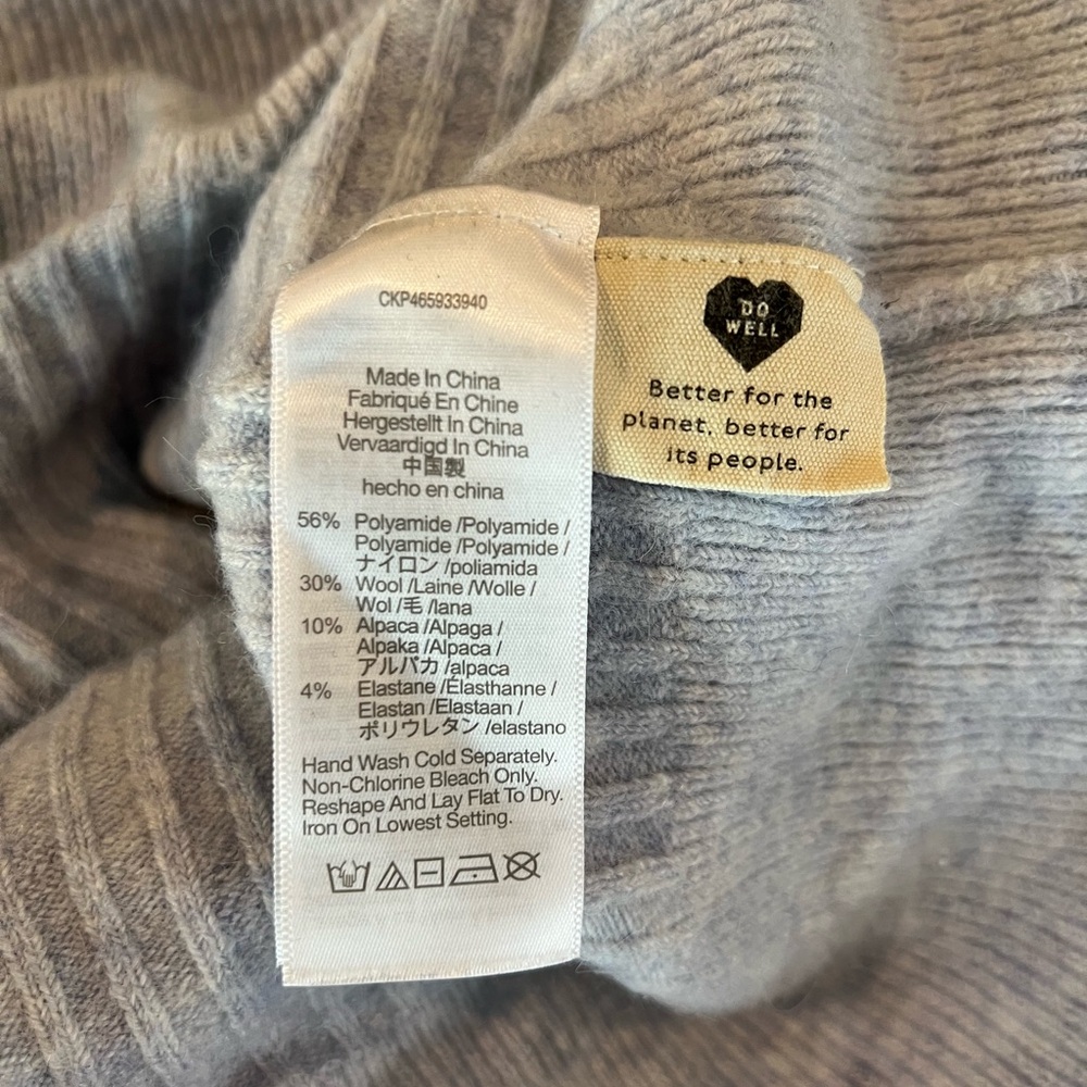 Madewell Cropped V-Neck Cardigan, Heather Serene Blue, Sz S - Picture 6 of 8